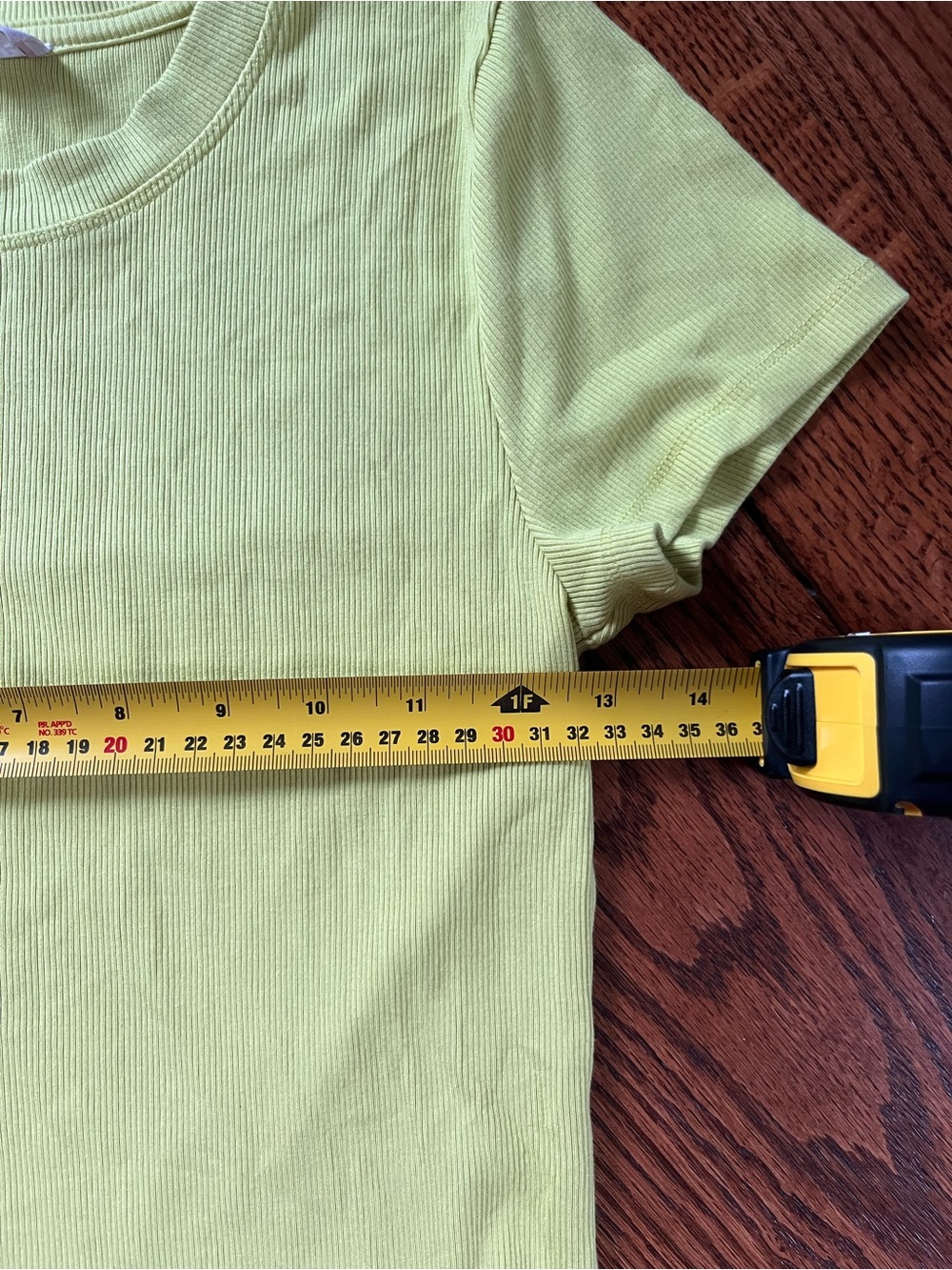 Wilfred Free Aritzia Ribbed Modal Crew Neck Tee Neon Yellow Green Small - Picture 5 of 6